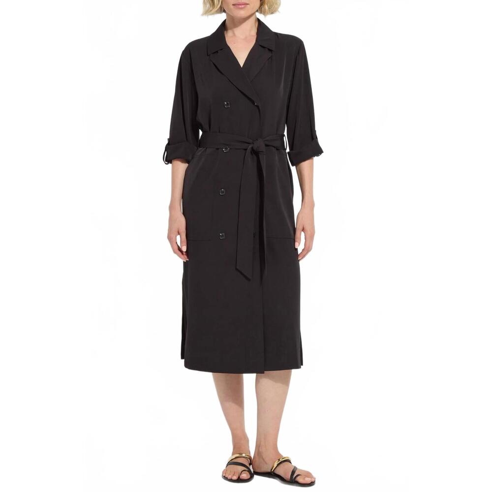 NEW LYSSE ellison convertible trench dress in black